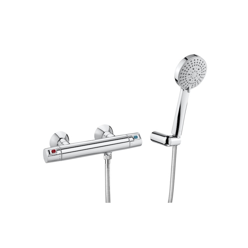 ROCA - T-500 / STELLA 100/3 PACK GRIFO Y SET DE DUCHA TERMOSTÁTICA CROMADO