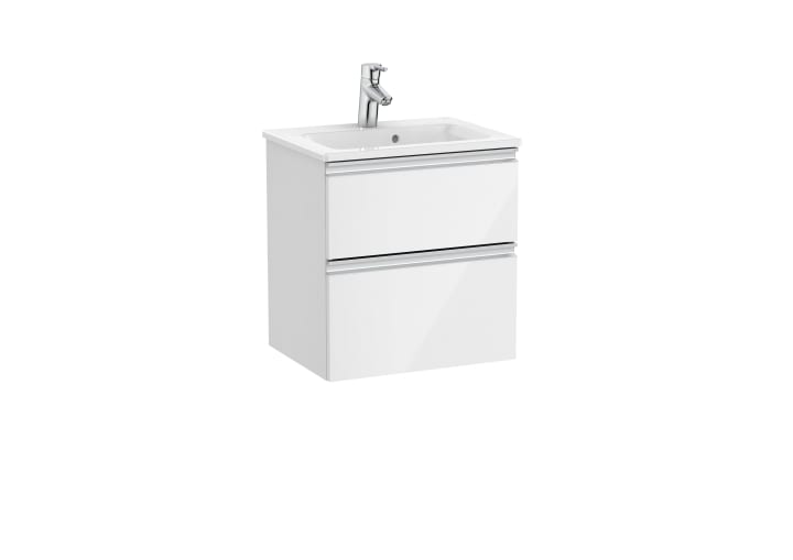 ROCA - UNIK THE GAP COMPACT MUEBLE 500X380 BLANCO DOS CAJONES LAVABO BLANCO