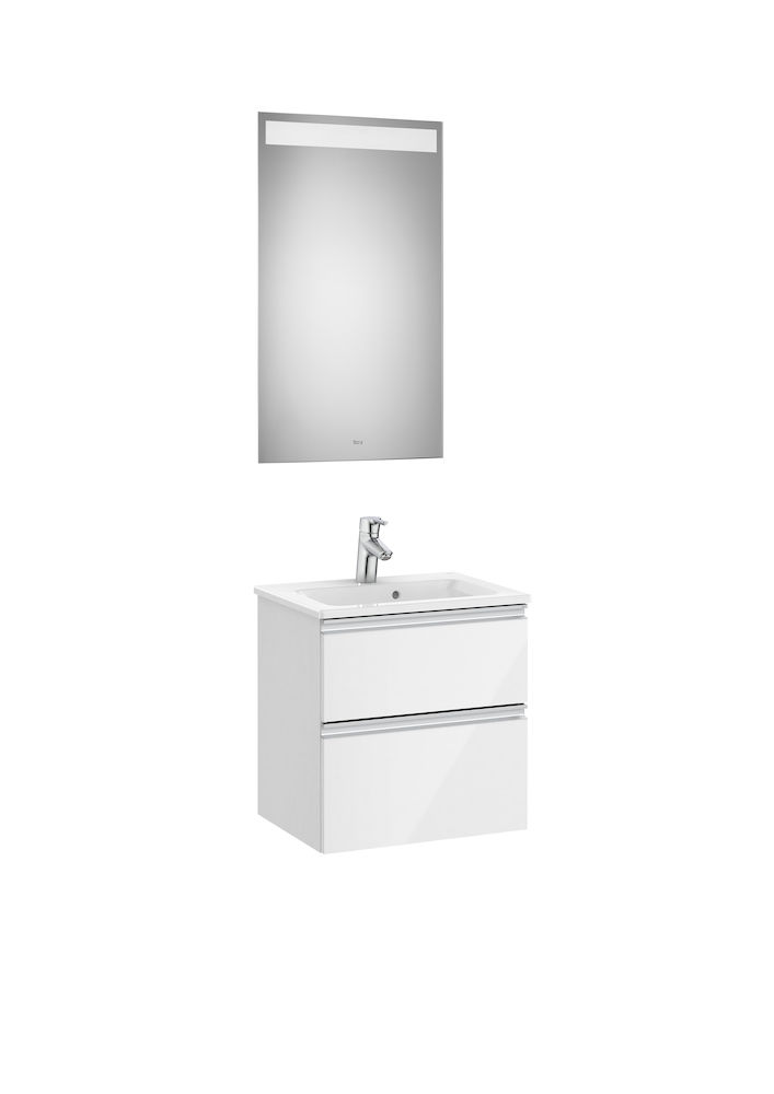 ROCA- PACK THE GAP COMPACT 500X380 UNIK THE GAP DOS CAJONES, LAVABO Y ESPEJO EIDOS BLANCO