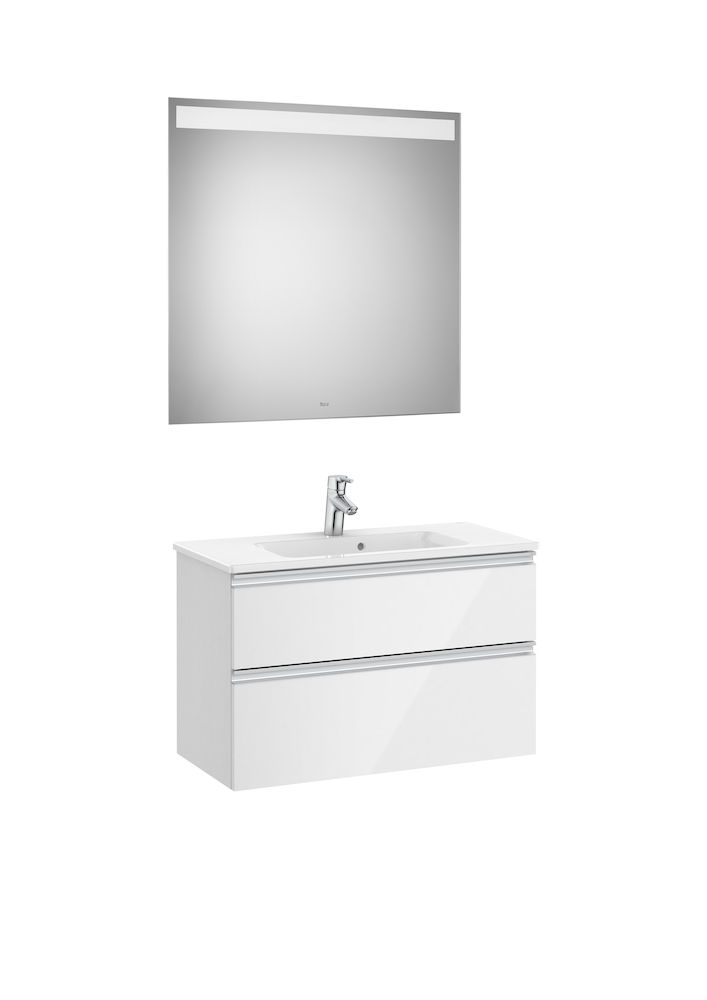 ROCA - THE GAP MUEBLE + LAVABO + ESPEJO 800X380 2 CAJONES BLANCO