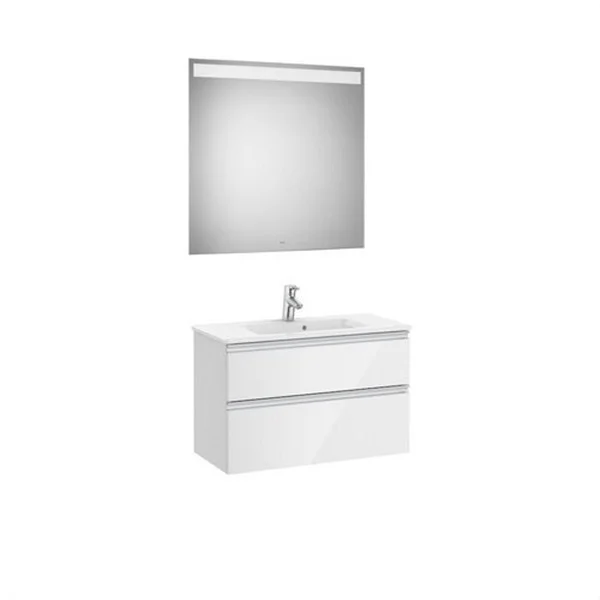 ROCA - THE GAP MOBLE+LAVABO+MIRALL 800X380 2 CALAIXOS BLANC