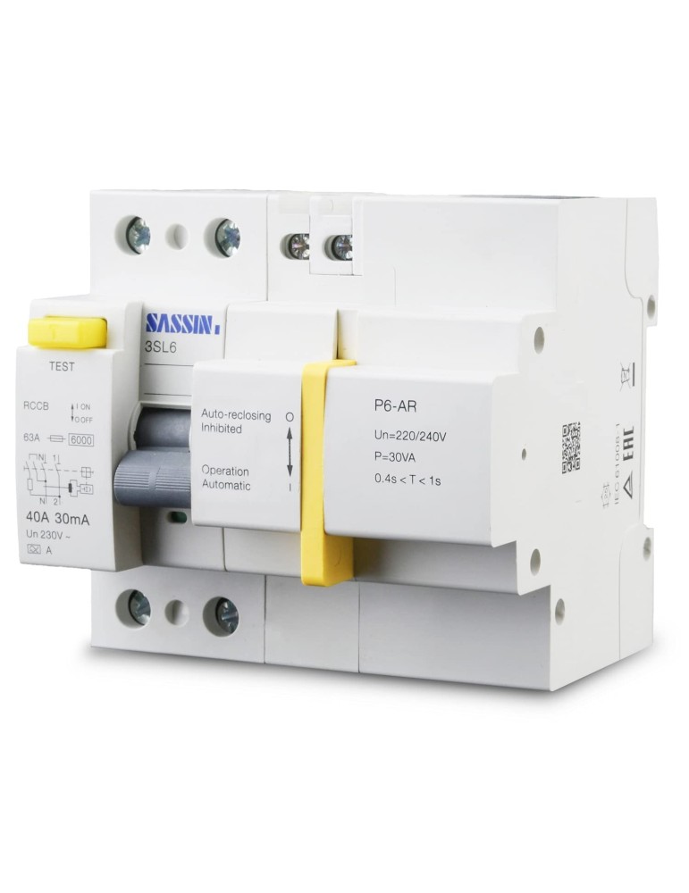SASSIN - 3SL6 INTERRUPTOR DIFERENCIAL C/RECONEXION AUTOMATICA 2P 40A A
