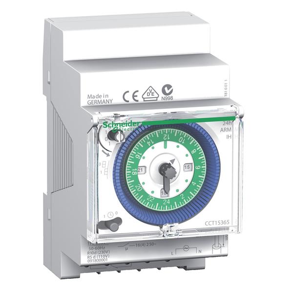 SCHNEIDER - INTERRUPTOR HORARIO ANALÓGICO IH 24 H A/3 MÓDULOS 150H 1C-16A