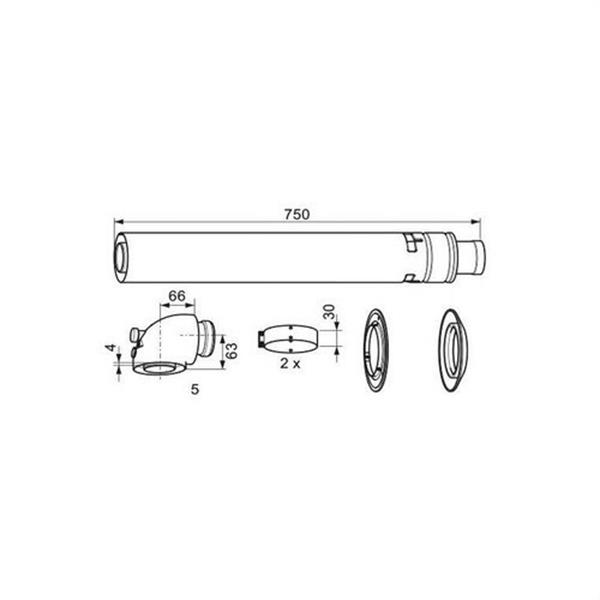SAUNIER DUVAL - KIT HORIZONTAL 60/100 (OPALIA Y OPALIATHERM) PERFIL BAJO