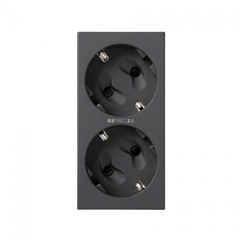 BASE ENCHUFE SIMON 500 CIMA DOBLE SCHUKO POR CORTE CON LED GRAFITO
