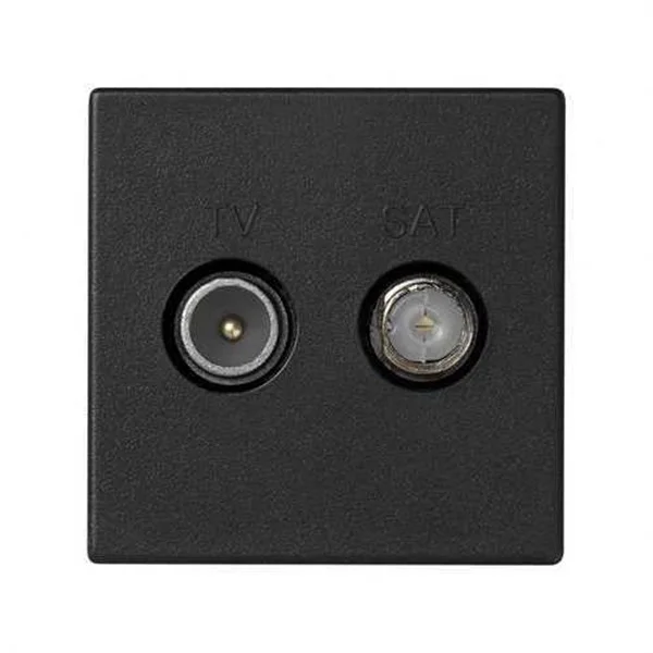SIMON - K45 PL K45 CON TOMA DE TV MACHO + SAT HEMBRA UNICA CEI CONEXION A TORNILLO NEGRO
