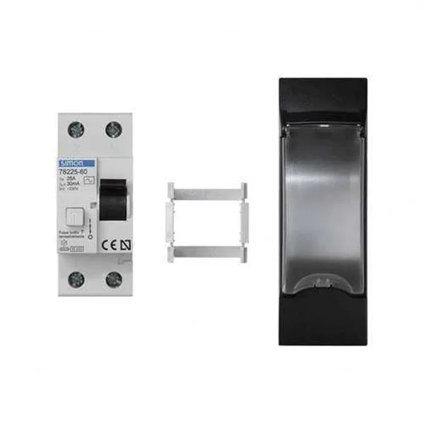 SIMON - K45 PL K45 3 MEC CON DIFERENCIAL 30 MA, FORMATO DIN NEGRO