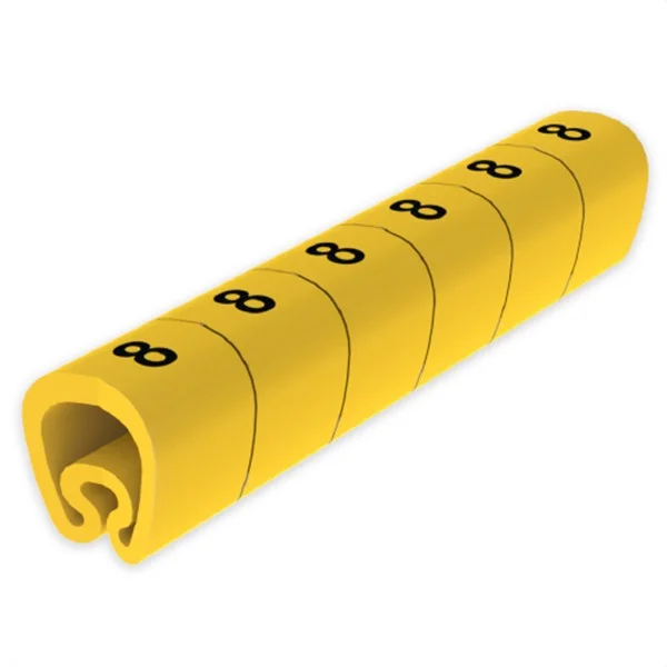 UNEX - SEÑAL PVC "8" P/CABLES 1-2.5MM AMARILLO (B-100U)