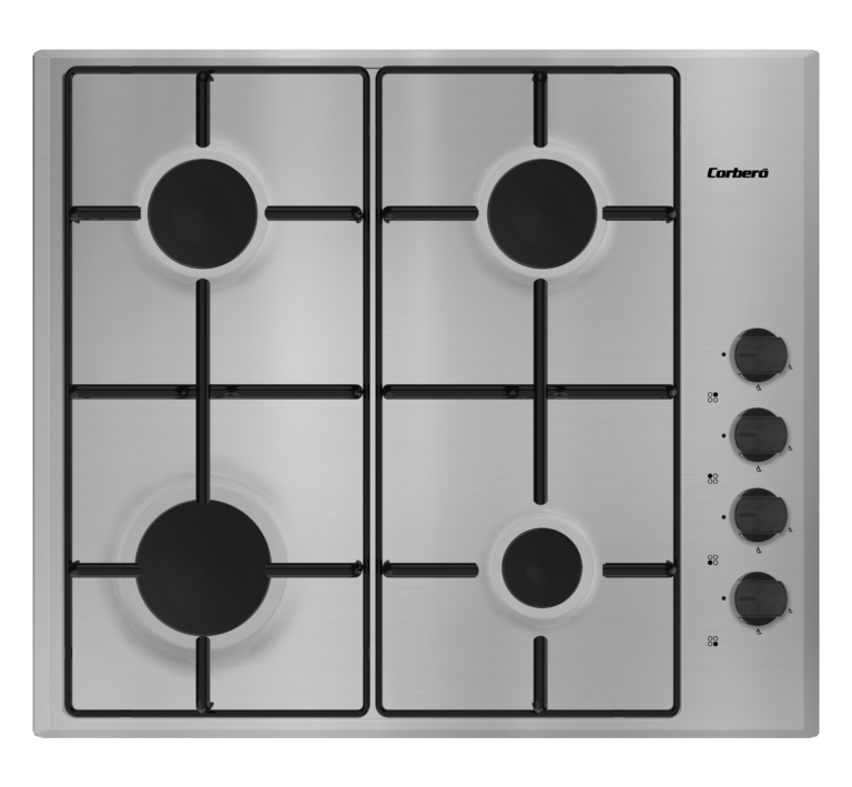 CORBERO - PLACA GAS NATO/BUT 4 G. + MANDOS LATERALES INOX