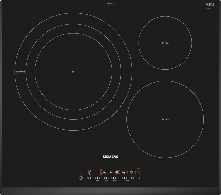 SIEMENS - ENCIMERA DE INDUCCIÓN EH-651FDC1E 3 ZONAS-32CM BISELADA